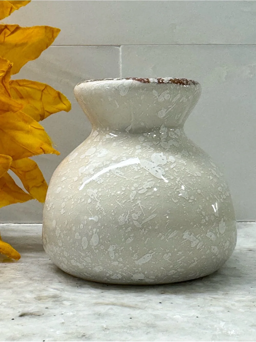 New Flowers Speckled Ceramic MINI Vase, Toothpick Holder, Match Holder - 2.25”